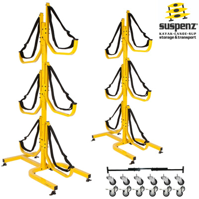 6 Boat JAY Rack Free Standing Kit with casters and a crossbar