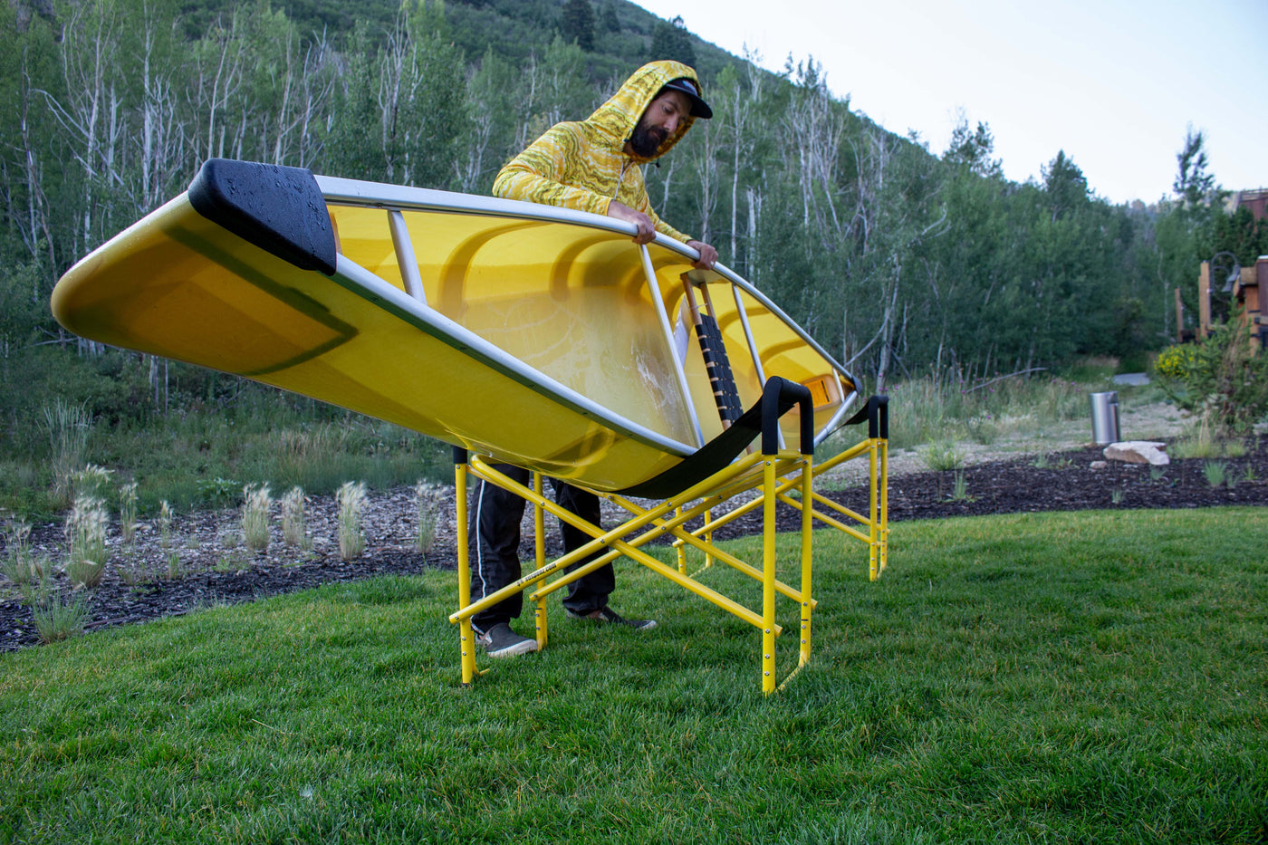 Man turning a canoe on the big catch