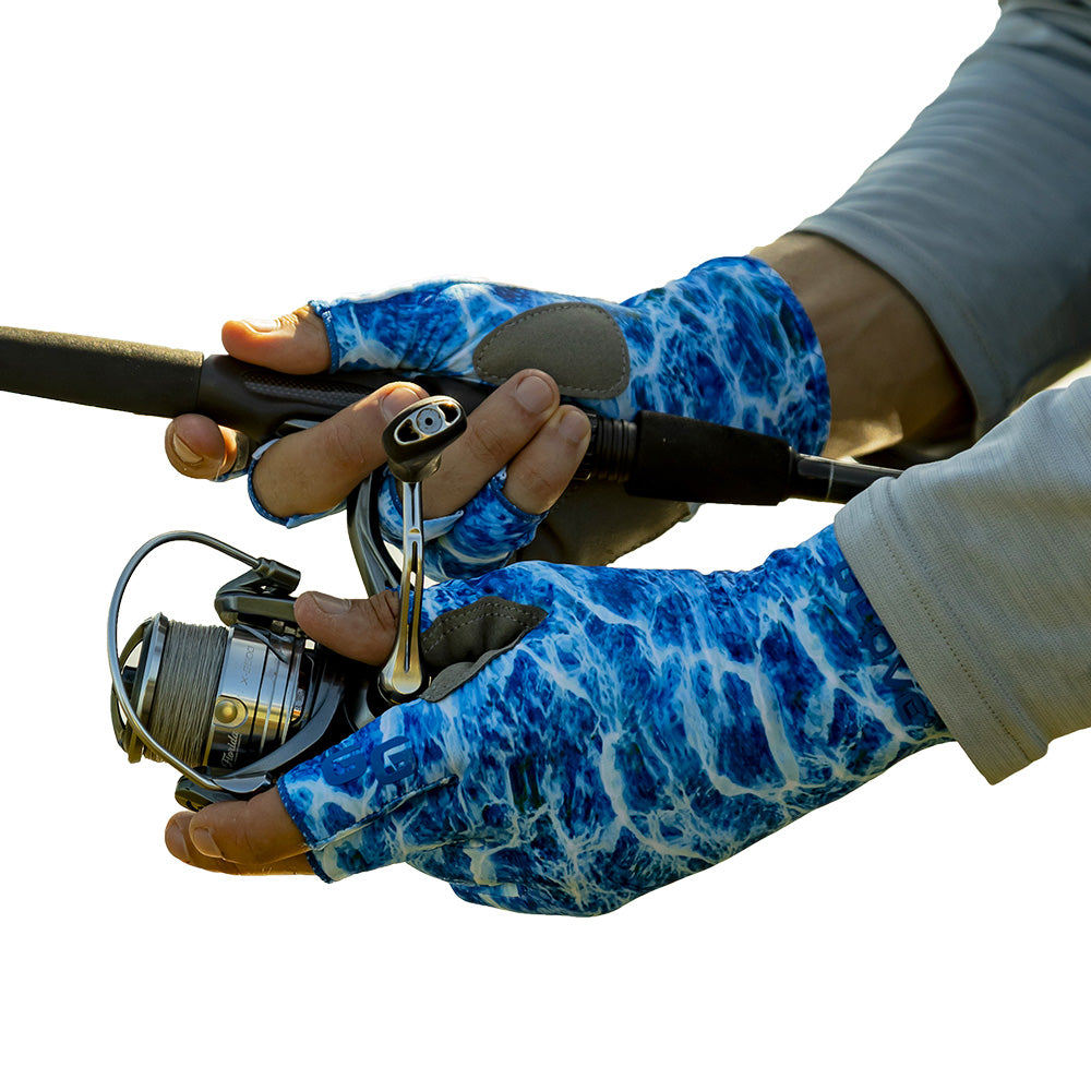Sun Fishing Gloves (Blue Camo) Large