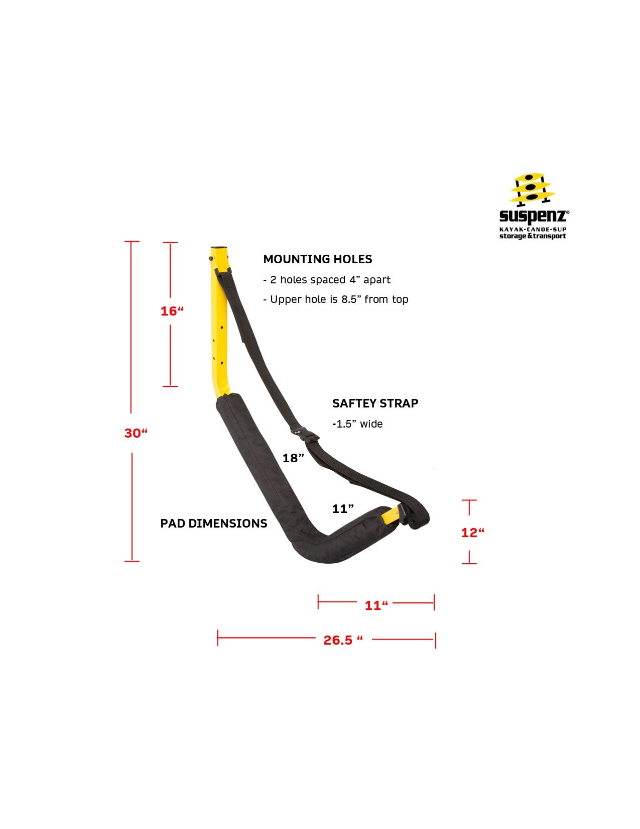 Large Kayak Wall Racks | Big EZ Rack - Suspenz