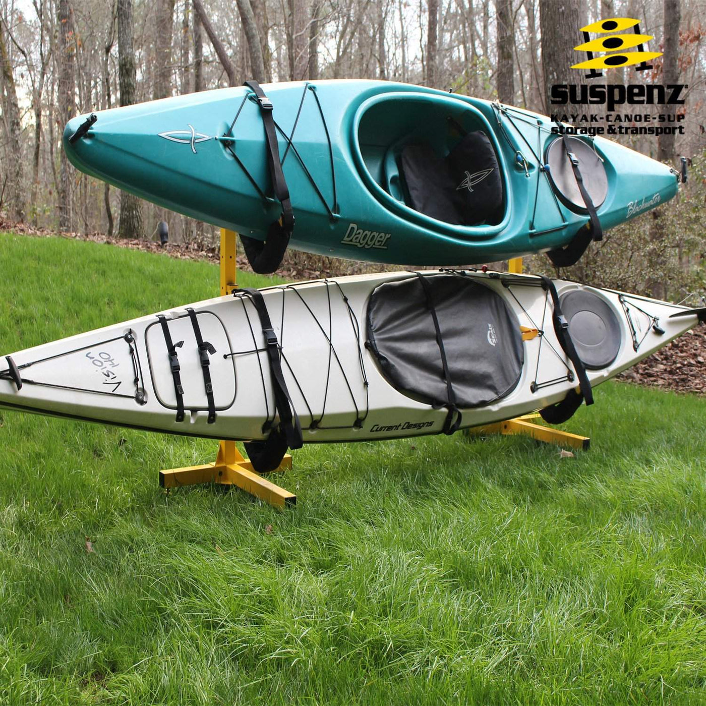 Soozier Freestanding Dual Kayak Storage Rack with Adjustable Length