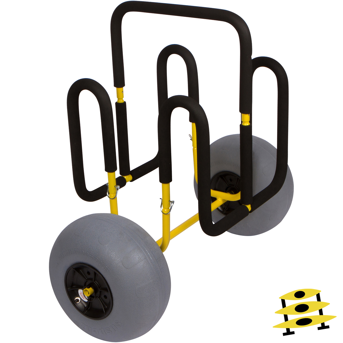 Cart for two Stand-up Paddleboards with balloon wheels